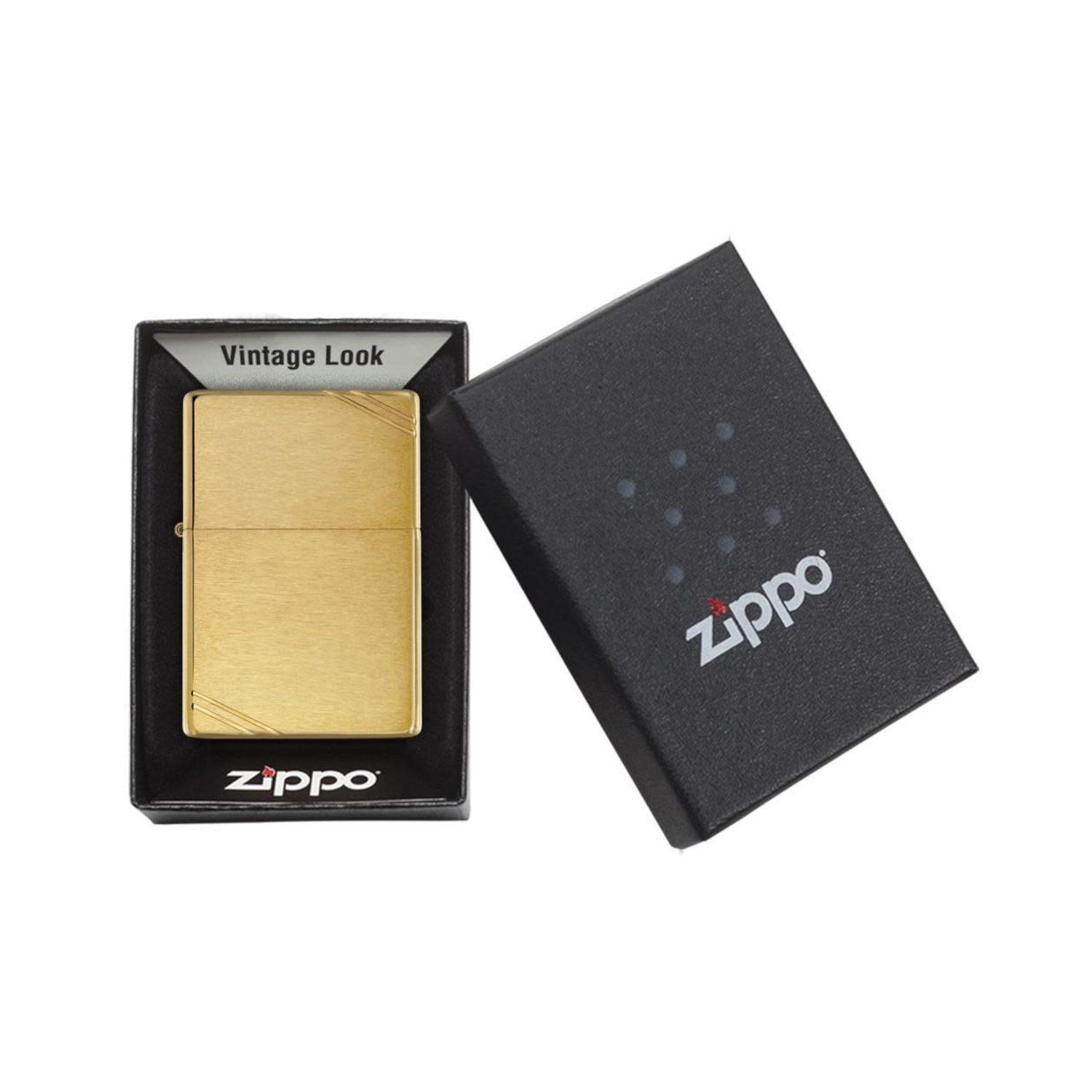 240 Zippo Brushed Brass Vintage with Slashes