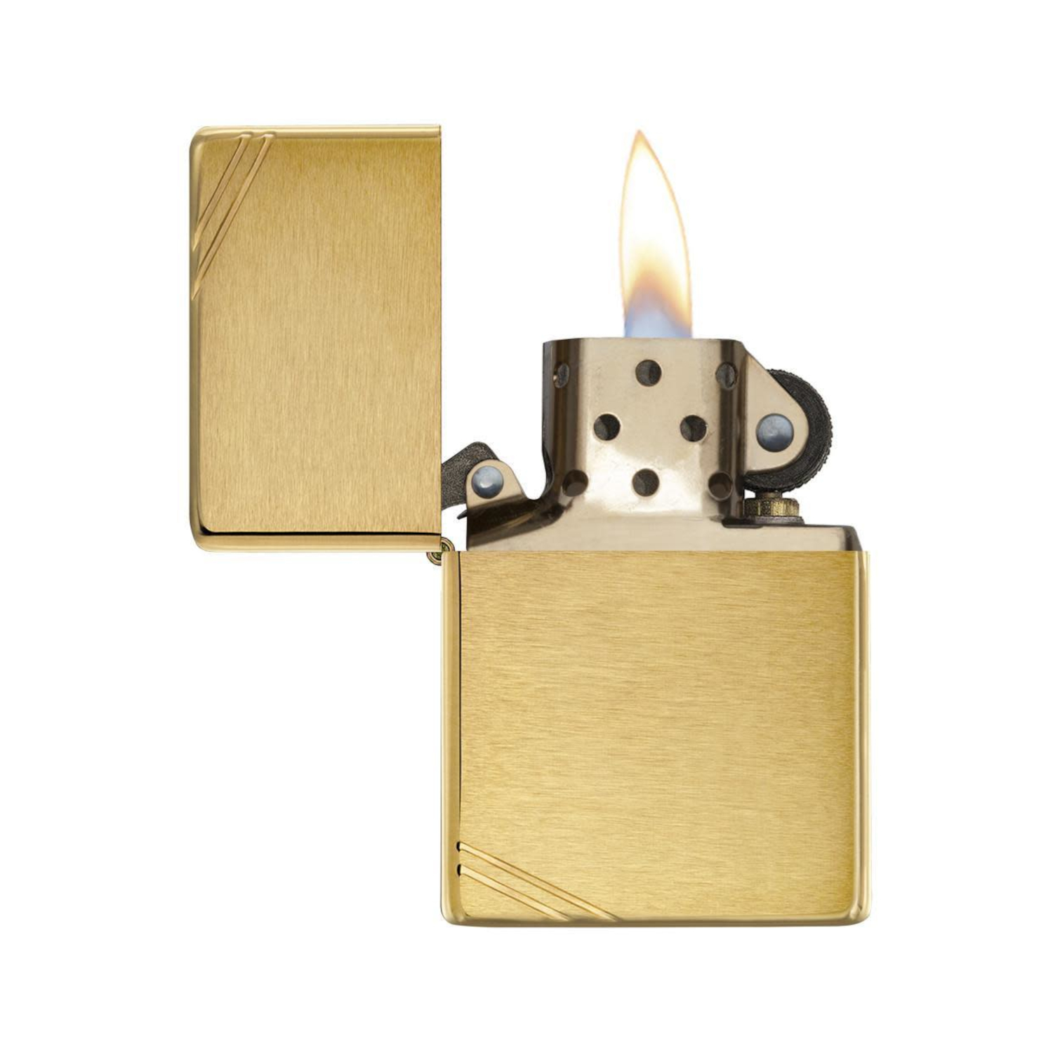 240 Zippo Brushed Brass Vintage with Slashes