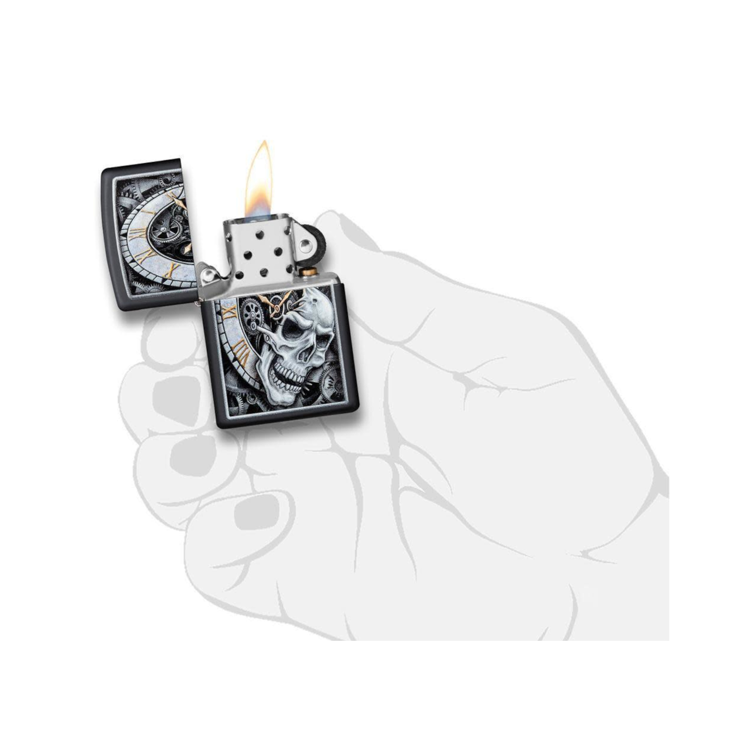 29854 Zippo Skull Clock