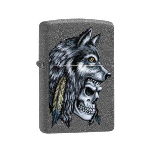 29863 Zippo Wolf Skull Feather