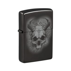 46107 Zippo Flower Skull with Horns