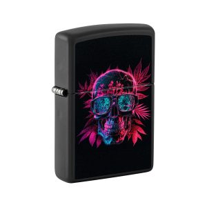 46089 Zippo Skull & Weed Leaves